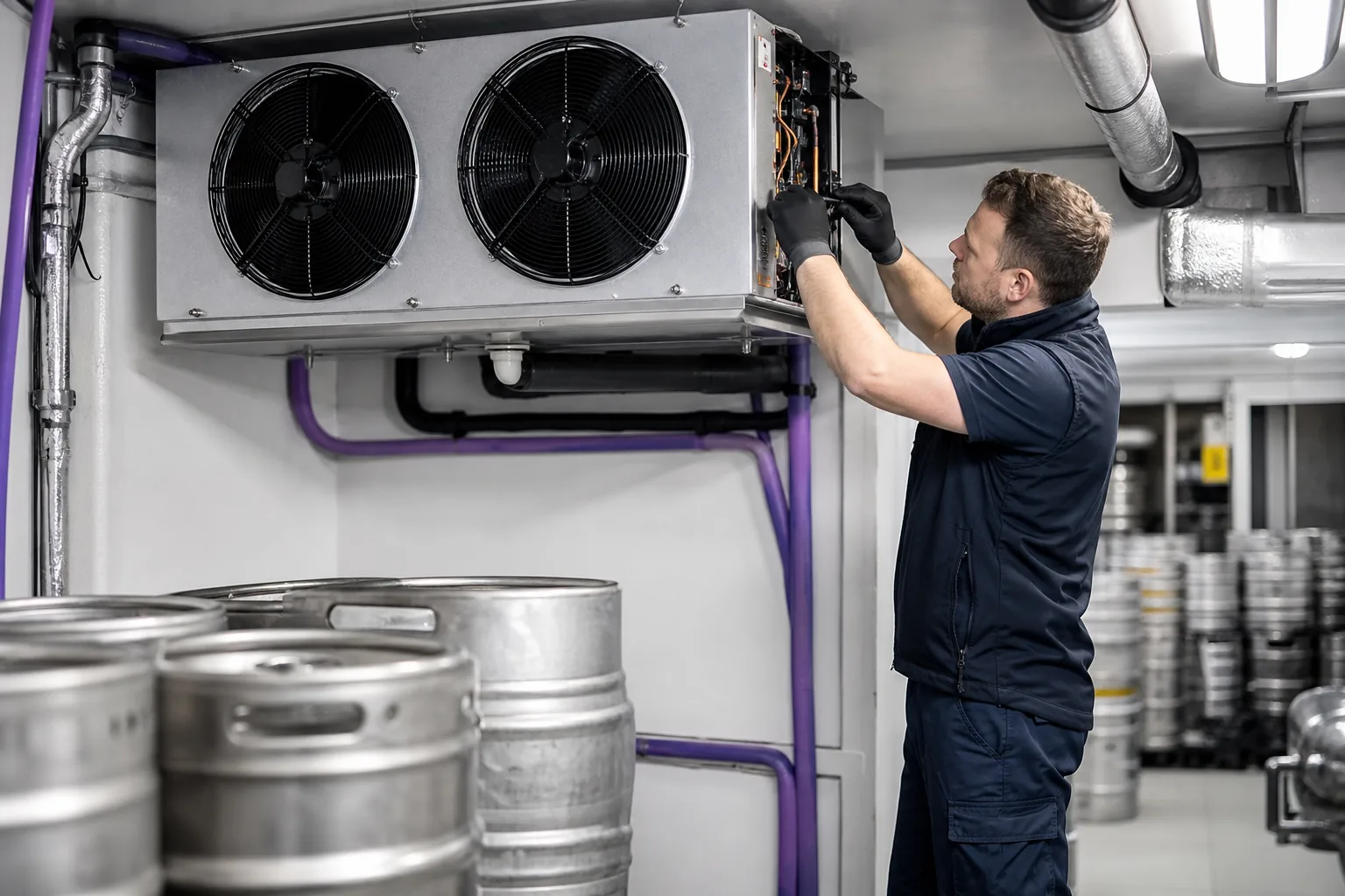 Cellar cooling for commercial premises